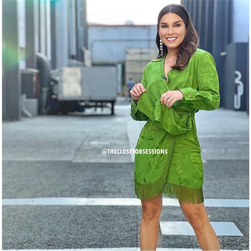 ZARA fringed Jacquard wrap dress green 2157/035 - Picture 9 of 16